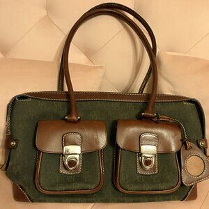 💚 DOONEY & BOURKE Monogram Satchel – Green with Leather Trim